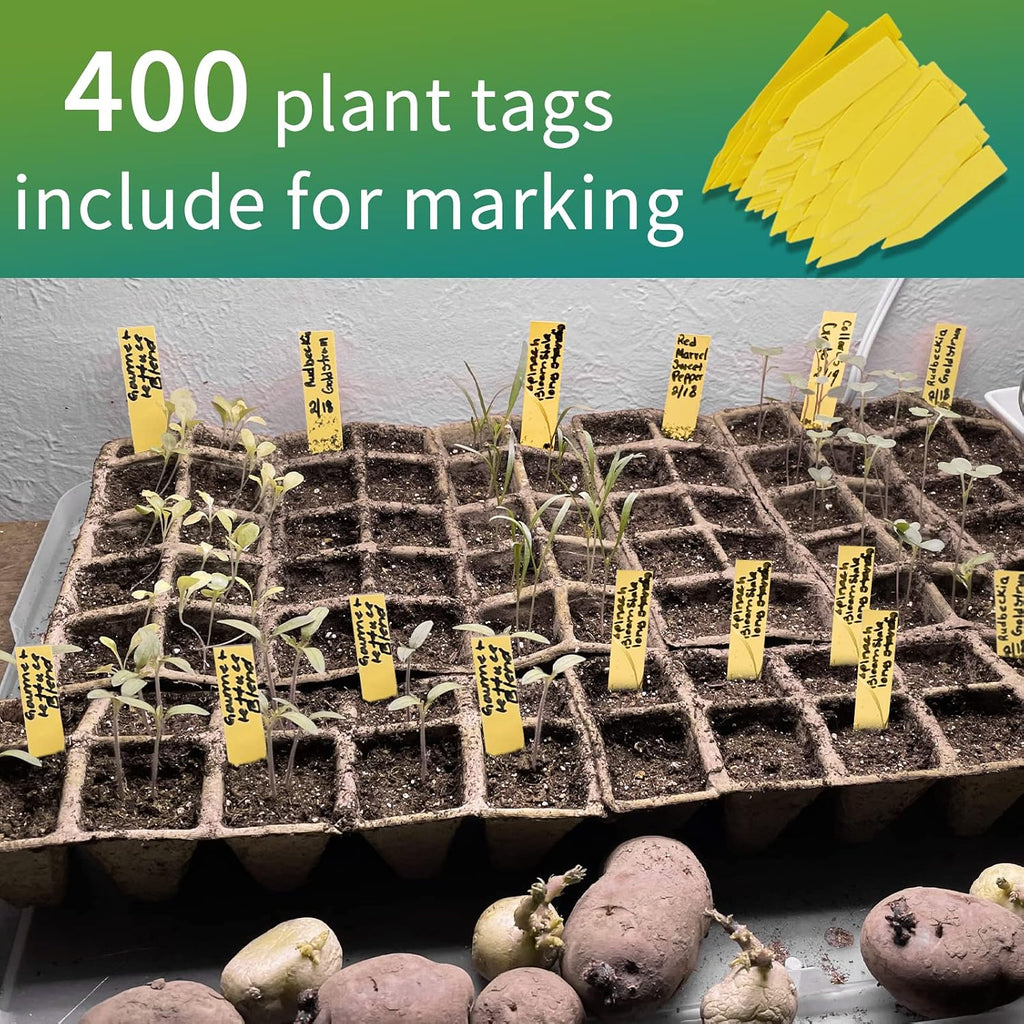 400Cells Seedling Start Trays with Drain Holes,40pcs Peat Pots Seedling Pots Biodegradable,Seedling Starter Kit,Organic