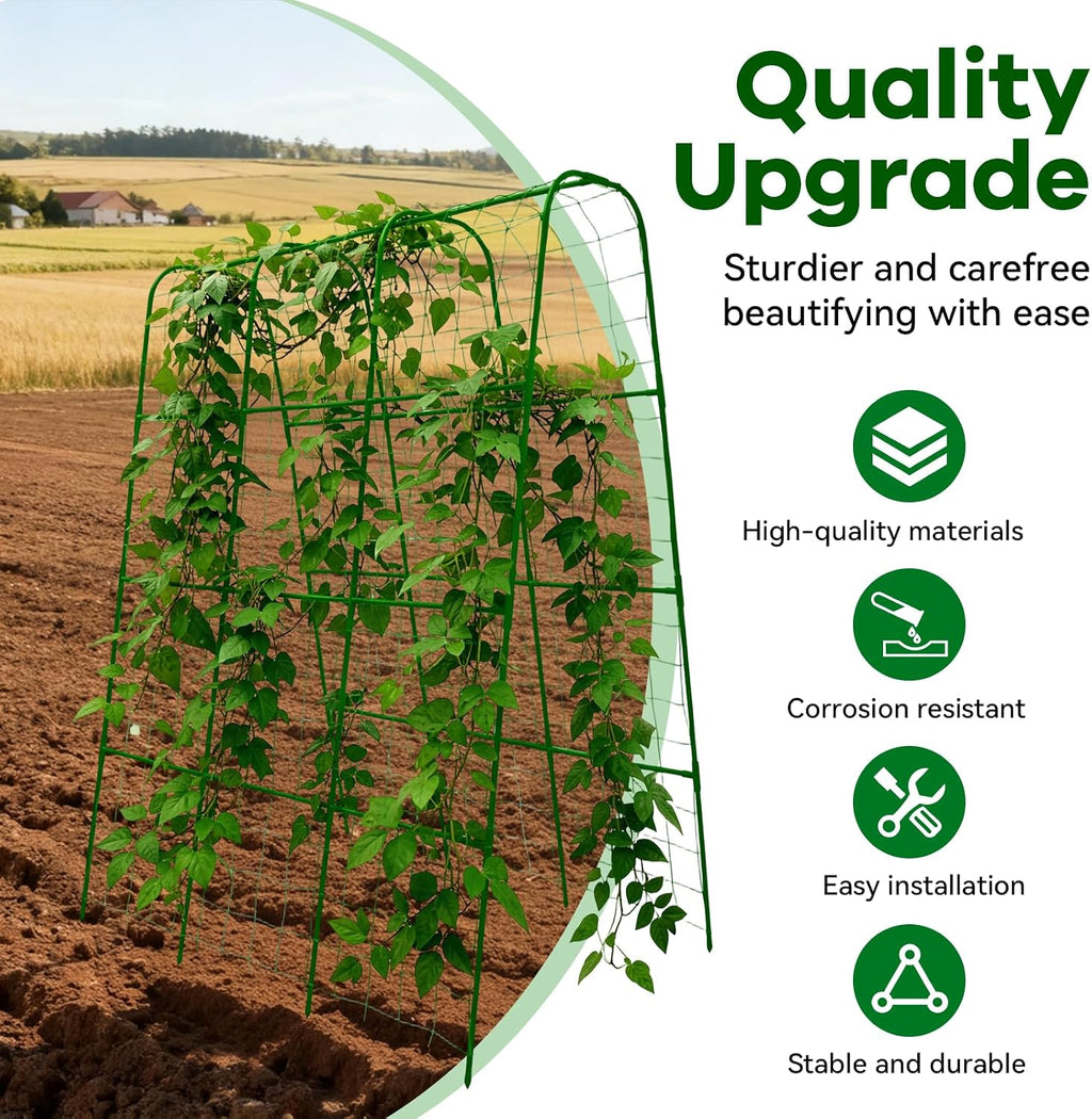 Cucumber Trellis - 62.4"*50" Cucumber Trellis for Raised Bed with Plastic-Coated Steel Pipe, U-Shape Garden Trellis for