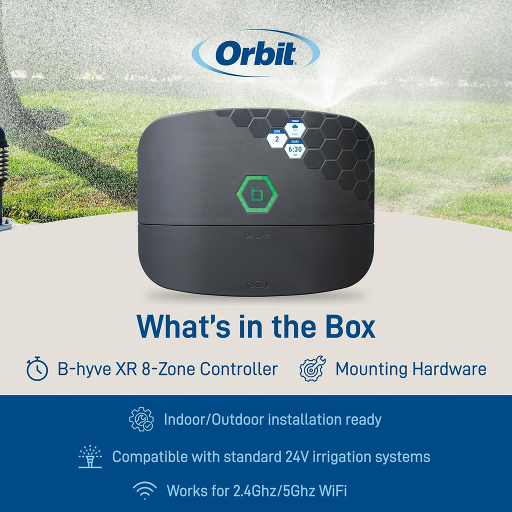 Orbit B-hyve XR Smart Sprinkler Timer - 8-Zone - WiFi-Enabled Indoor/Outdoor Irrigation Controller - App Control