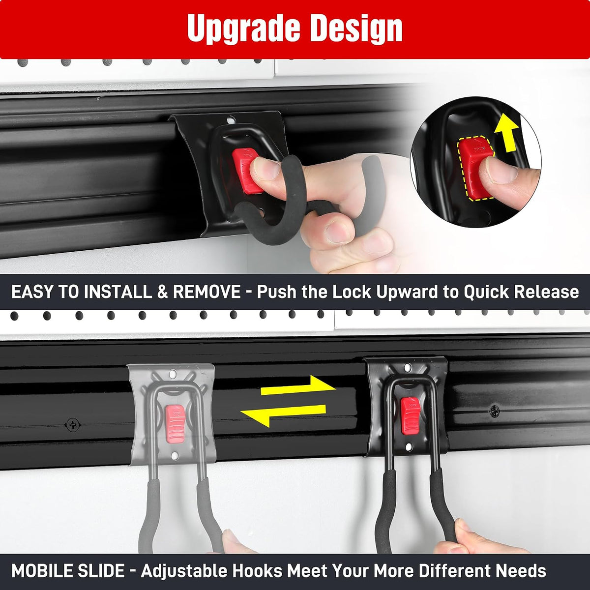 WORKPRO 64" Garage Tool Organizer Wall Mount with 8 Adjustable Hooks | Garage Organization, Garden Tool Rack System, 4