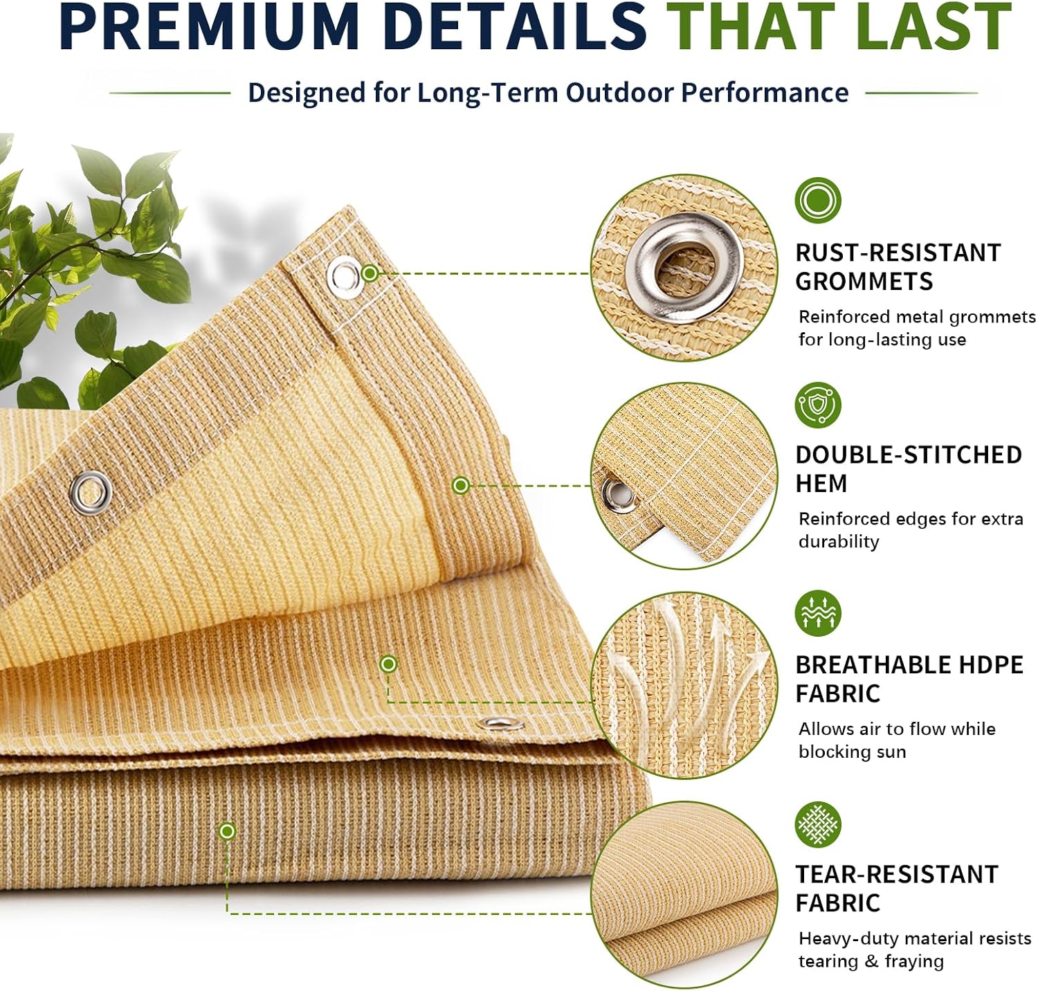 90% Outdoor Sun Shade Cloth, 6' x 6', Pergola, Deck, and Backyard Patio Sunshade with UV Protection, Heat Resistant