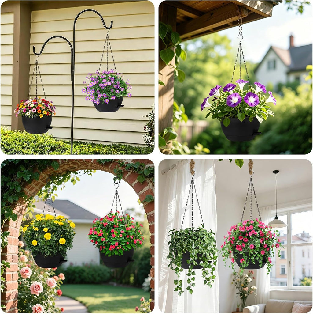DANALLAN Hanging Planters for Indoor Plants, 2Pcs 12 Inch Self Watering Hanging Planter Basket Large Plastic Plant