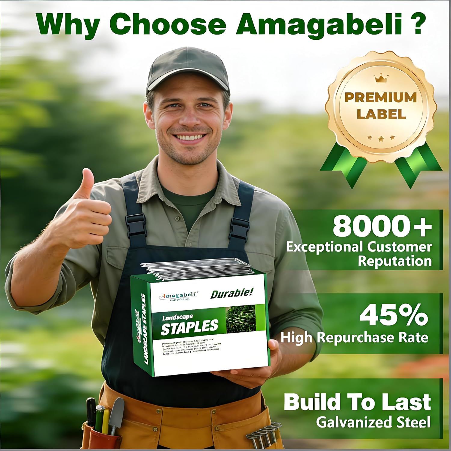 AMAGABELI 6 Inch 500 Pack Galvanized Landscape Staples 11 Gauge Anti-Rust Heavy Duty Garden Stakes Plant Cover Spikes