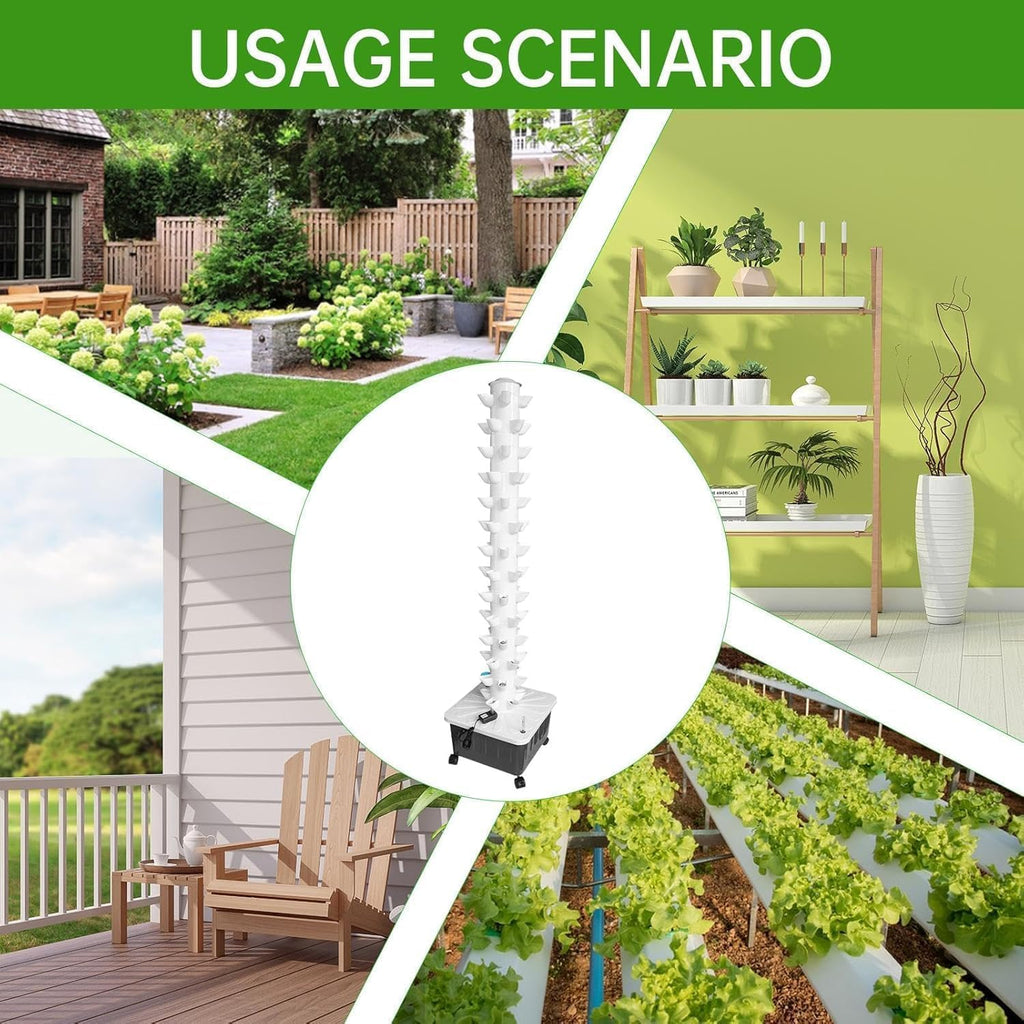 Hydroponic Tower, 14-Layer Hydroponics Growing System Kit with 70 Slots, Vertical Garden System with 20L Water Tank and
