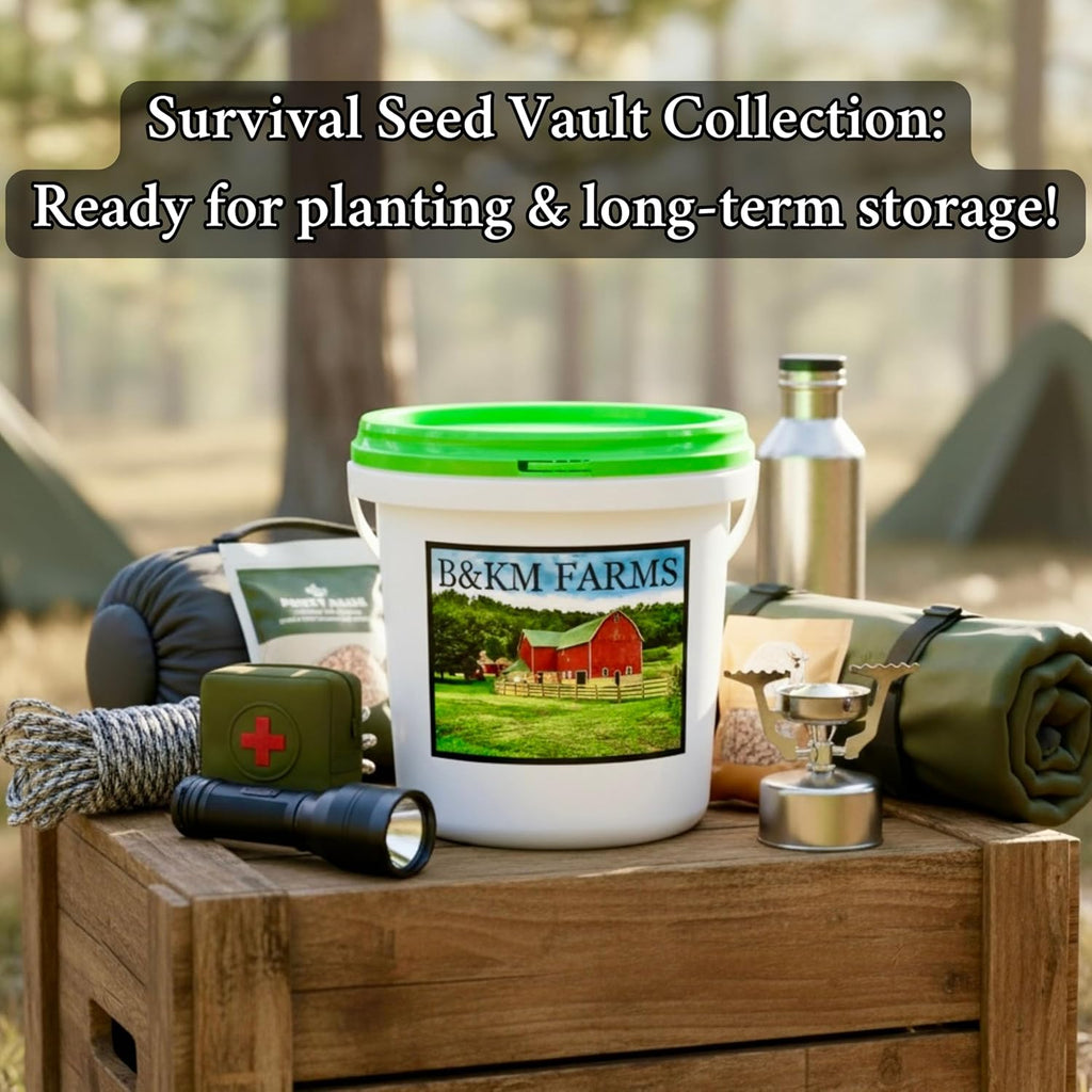 B&KM Farms 46,000+ Non-GMO Heirloom Seed Kit-40 Fruit & Vegetable Variety