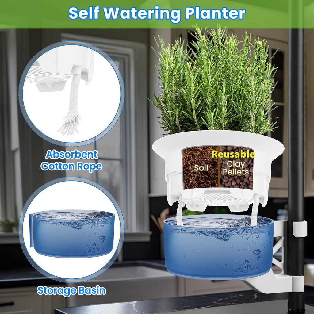 Indoor Plant Hydroponics Growing System Tower Kit with Grow light,Herb Vegetable Indoor Gardening System with Standing