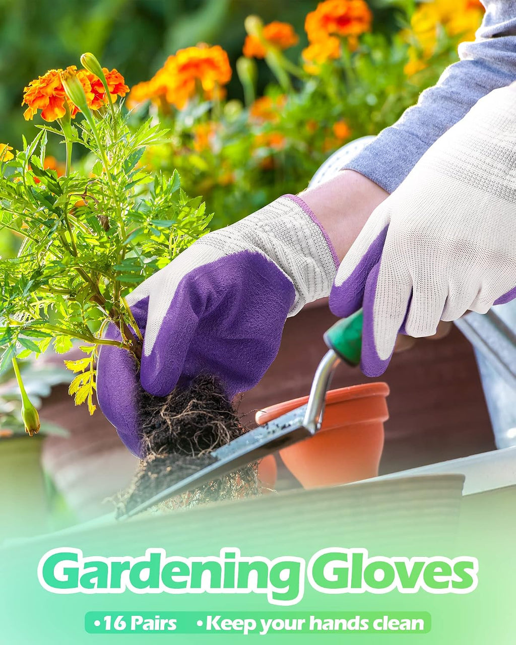 Irenare 16 Pairs Gardening Gloves Bulk for Women Breathable Rubber Coated Yard Garden Gloves Outdoor Protective with