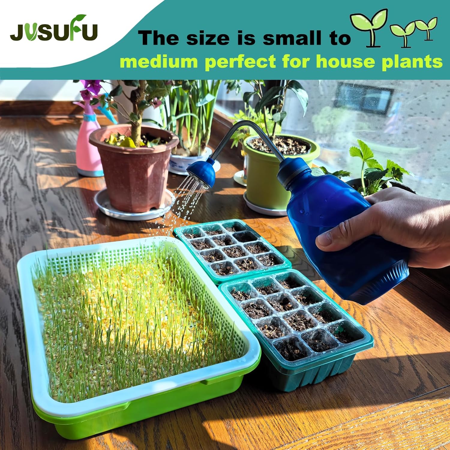 4 Pack Watering Can for Seedlings, 15oz/0.45L (Brown) | Small Watering Can For House Plant Garden Flower