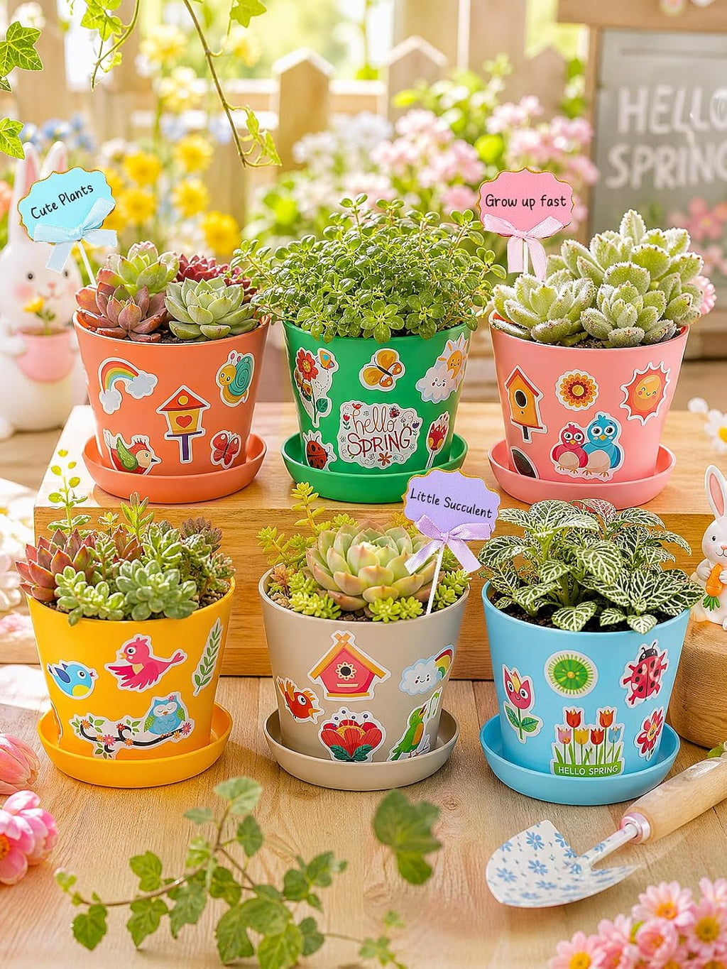 Cosweet 24Pack Durable Resin Garden Plant Pots Kit for Kids Crafts 4+ Years | School Activities Growing Kit, with