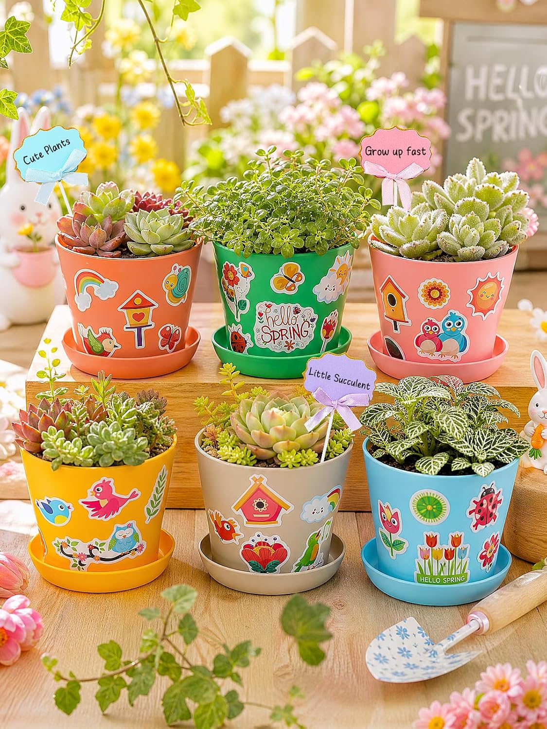 Cosweet 24Pack Durable Resin Garden Plant Pots Kit for Kids Crafts 4+ Years | School Activities Growing Kit, with