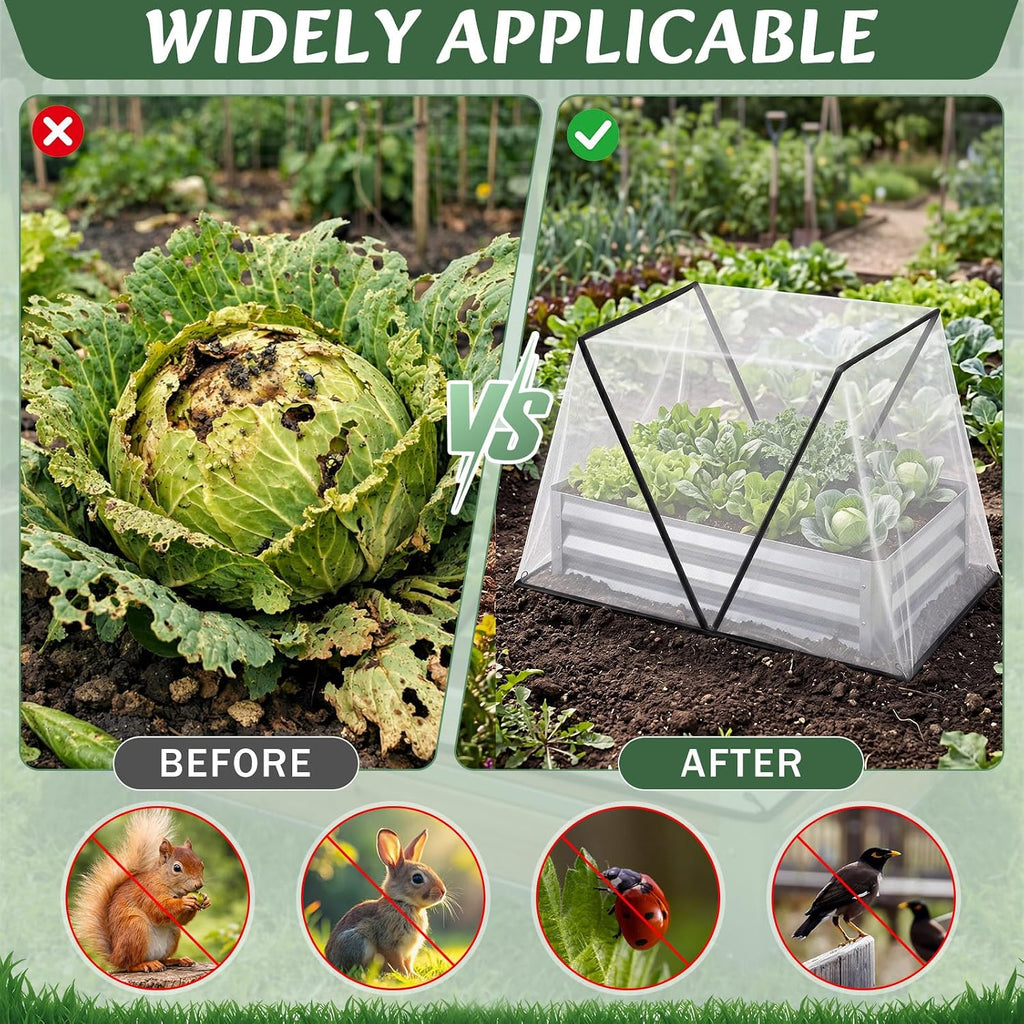2 Pack Foldable Garden Bed Covers for Raised Beds, 55.1 x 27.6 x 23.62 in Mesh Plant Protector Net for 4 x 2 ft Beds