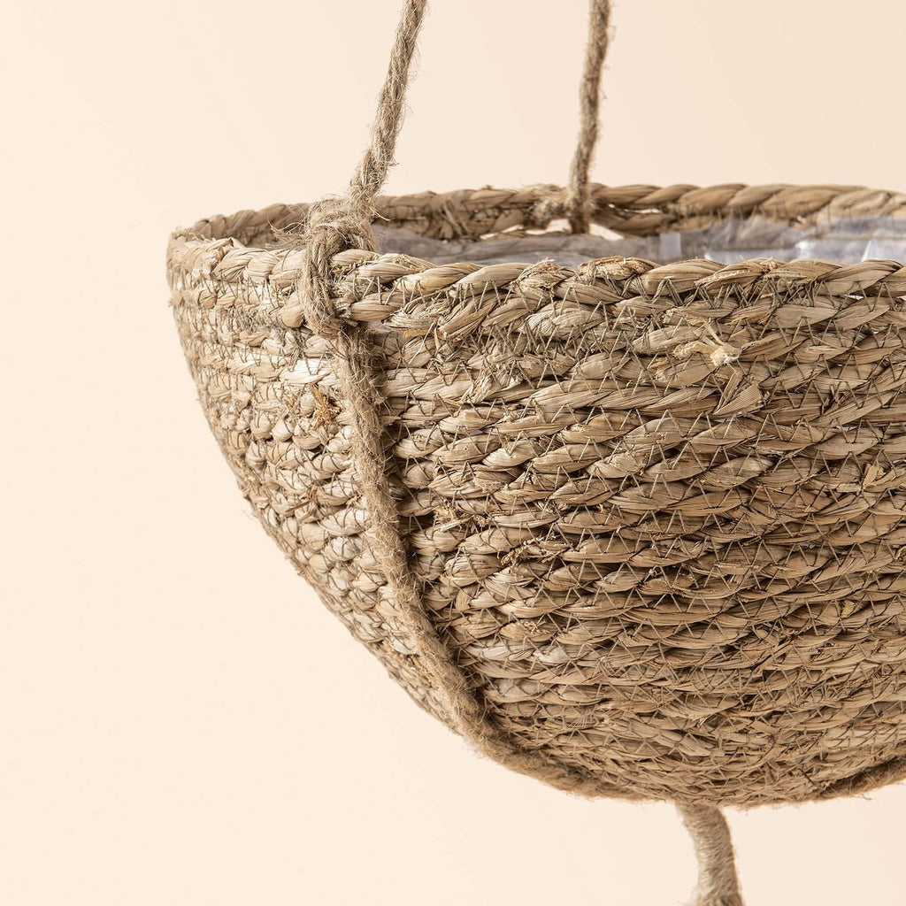 Natural Seagrass Hanging Planter Basket Set, Indoor Plant Pots, Boho Decor Plant Pot Cover, 12.4 (D) 6.3 (H) Inch, Pack