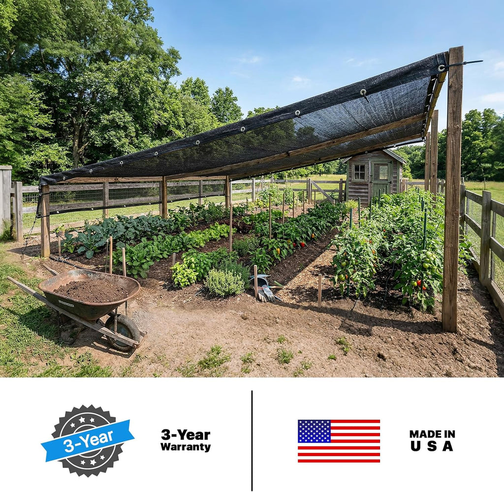 Amgo 30% Black Shade Cloth, 8FT x 16FT Mesh Tarp, Black Sun Shade Netting with HDPE Material and Heavy Duty Grommets