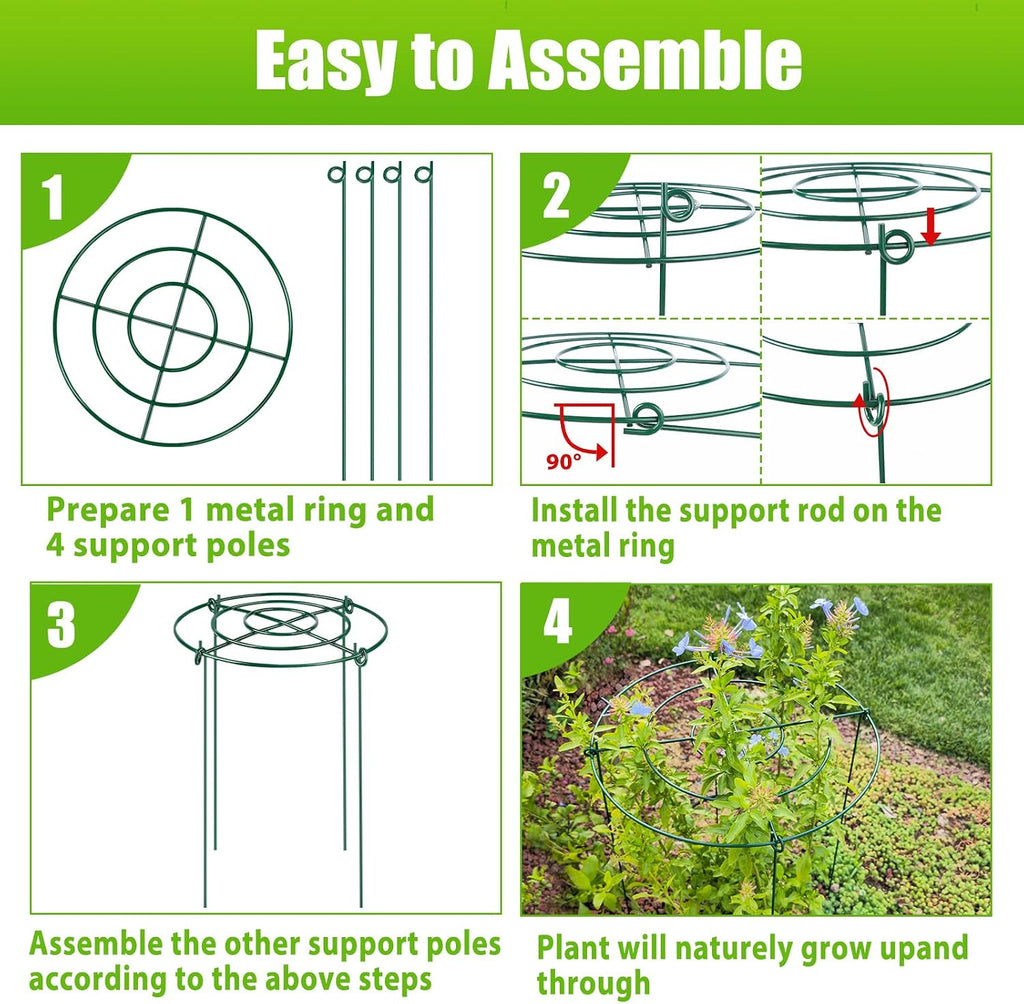 4 Pack Large Peony Cages and Supports, 14" D x 24" H Metal Plant Supports | Heavy Duty Metal Peony Support Cage Flower