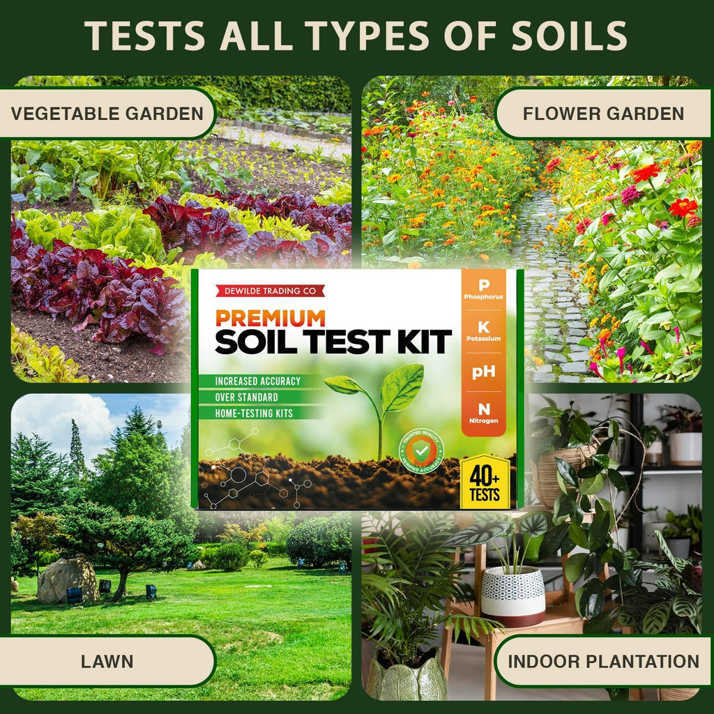 Premium Soil Test Kit: 40 Complete Tests for Lawns, Gardens, and Vegetables. Tests for Ammonia Nitrogen, pH
