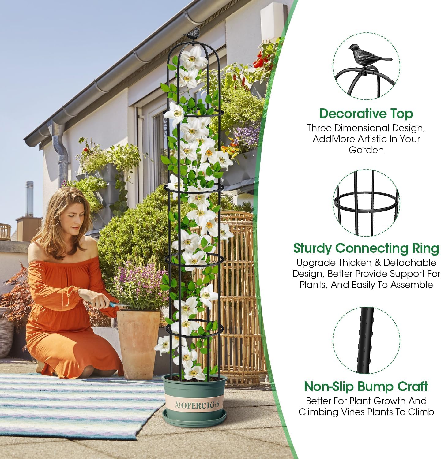 2PCS Garden Obelisk Trellis for Climbing Plants Outdoor, 6.2 ft Tall Trellis for Roses Clematis Jasmine Ivy Flower