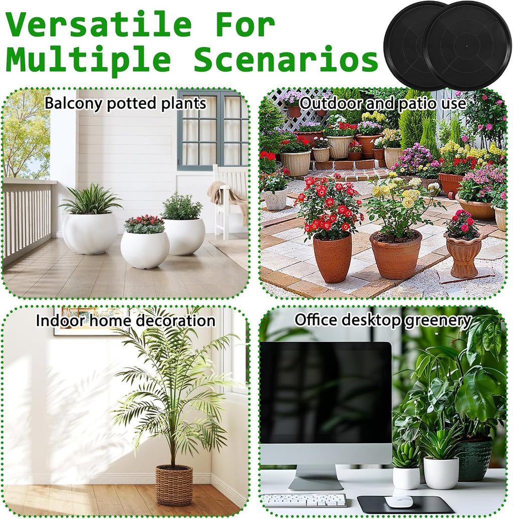 15 Pack Black Plastic Plant Saucers, 15.74 Inch Round Flower Pot Trays, Heavy Duty Plant Drip Trays for Flower Pots