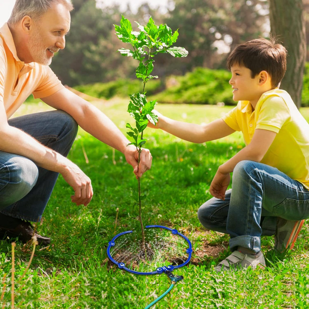 ZZM 360°Tree Water System Tree Watering Ring Circle Sprinkler and Irrigation System Targeted Water with Y Hose Splitter