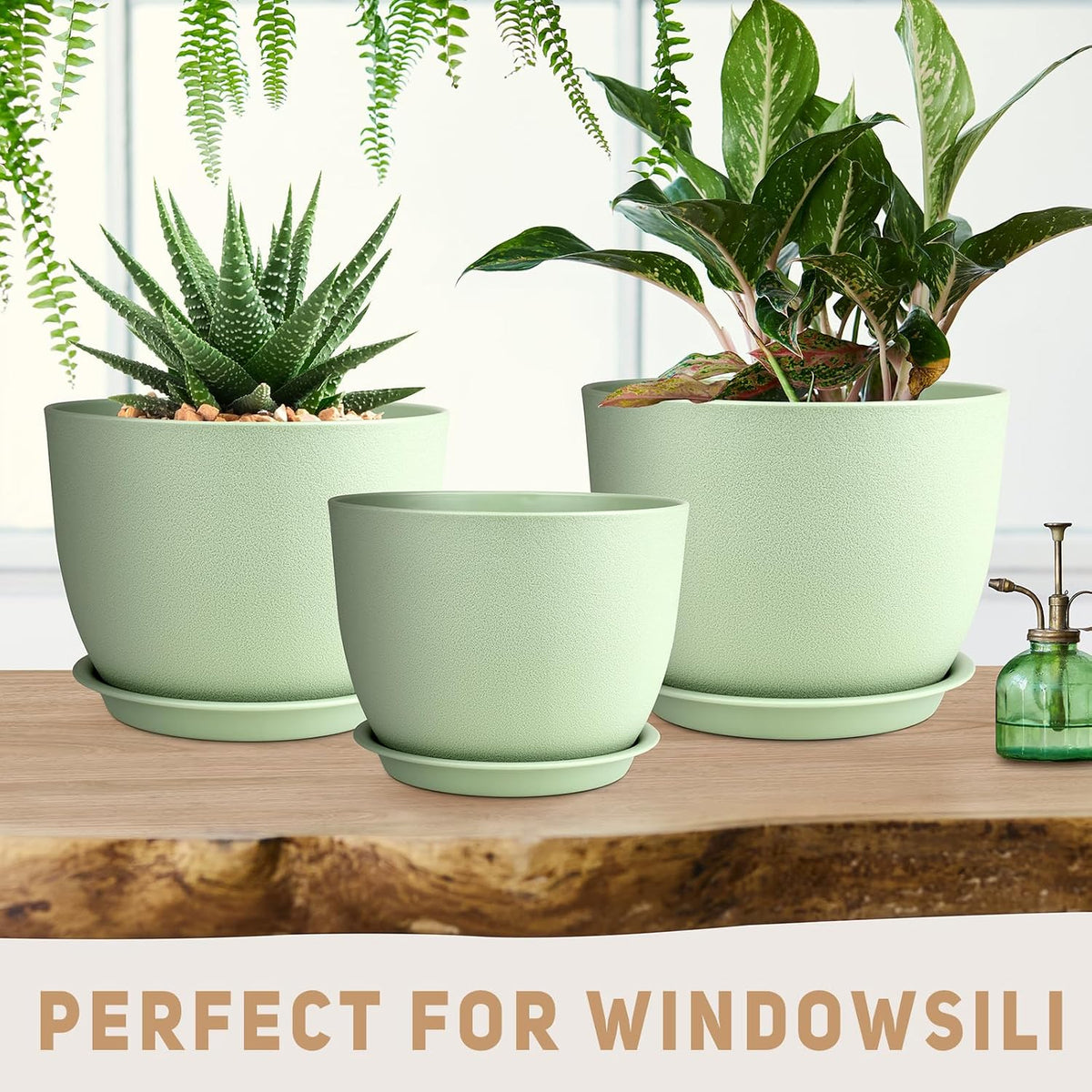 YNNICO Plant Pots 12/10/9 inch Set of 3, Flower Pots with Multi Mesh Drainage Holes, Large Planters for Indoor Outdoor