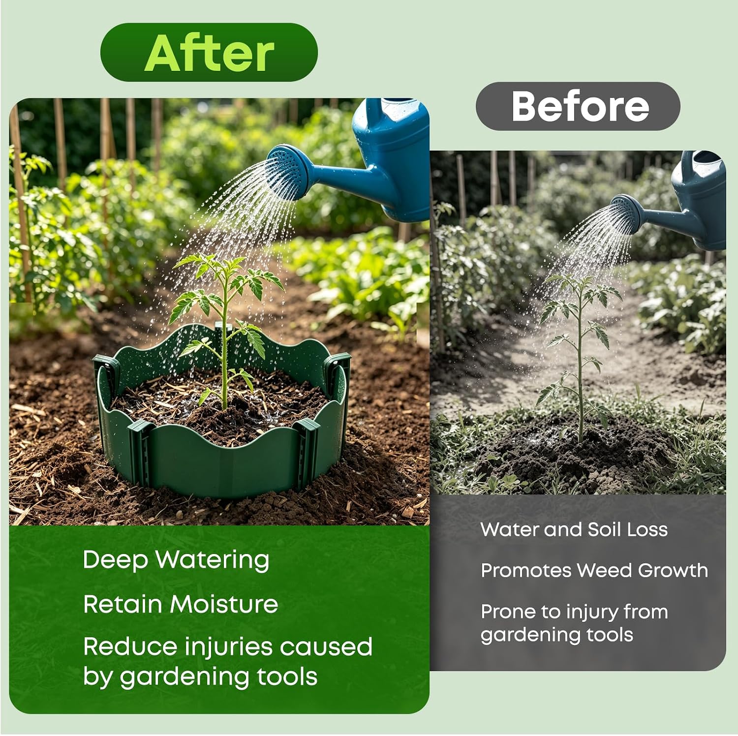 30PCS Planting Grow Rings, Interlocking Garden Plant Rings Adjustable Diameter Range 7.6-12 Inches, DIY Planting