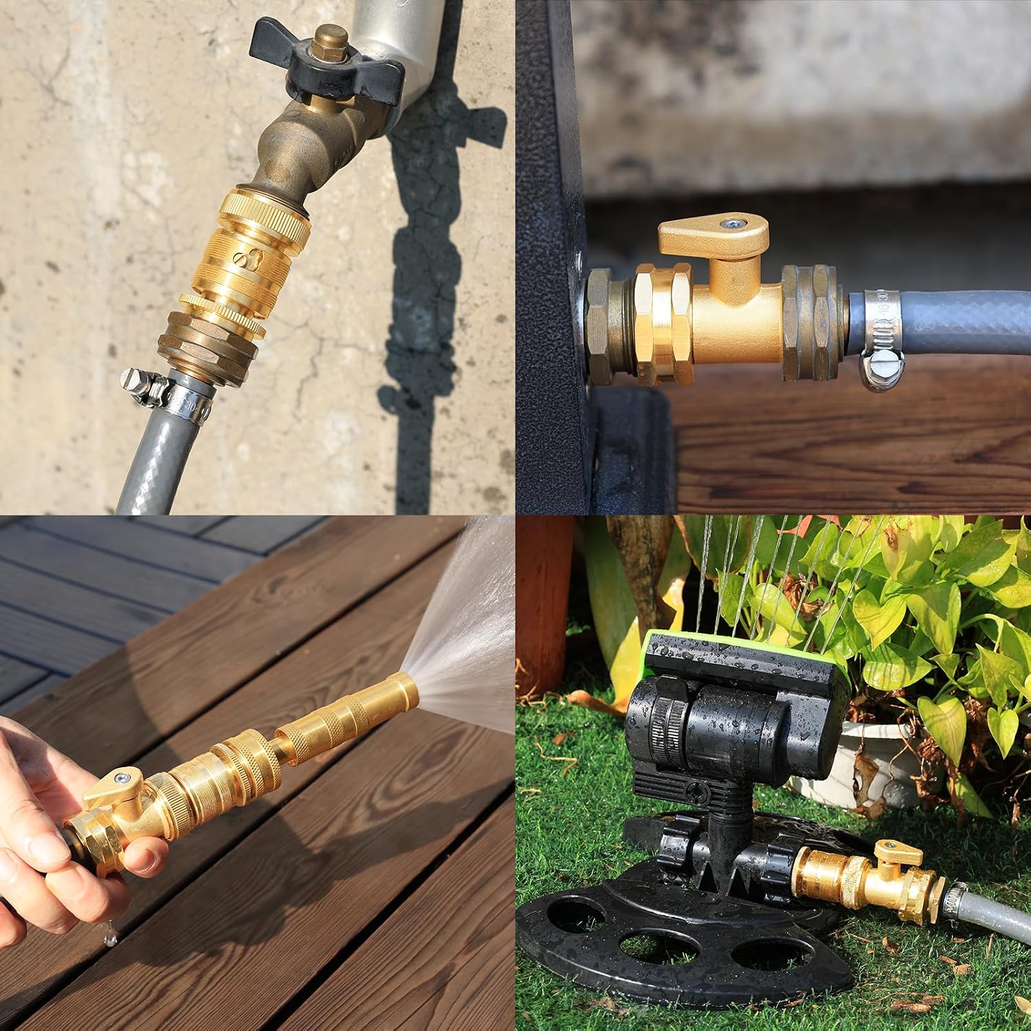 UNWAVER Garden Hose Quick Connect with Shutoff Valve Kit for Nozzles-2Pack | Brass 3/4" Water Hose Fittings Quick