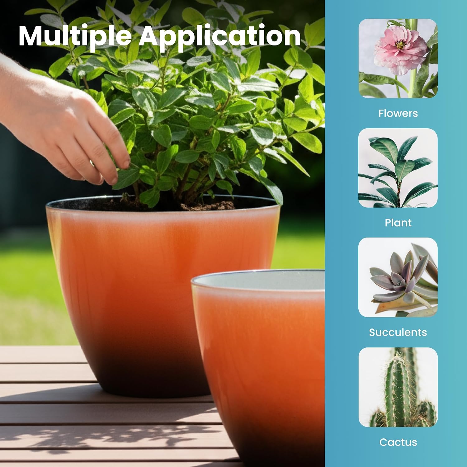 Vanslogreen Plant Pots for Indoor Outdoor Plants, Pack of 4 Plastic Flower Pots with Drainage Holes and Saucers, 8 Inch