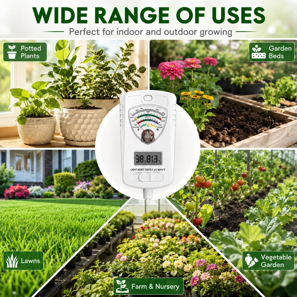 2026 Soil Tester, 7-in-1 Soil Test Kit for Moisture, pH, Fertility, Temperature, Humidity and Light, Digital Soil Meter