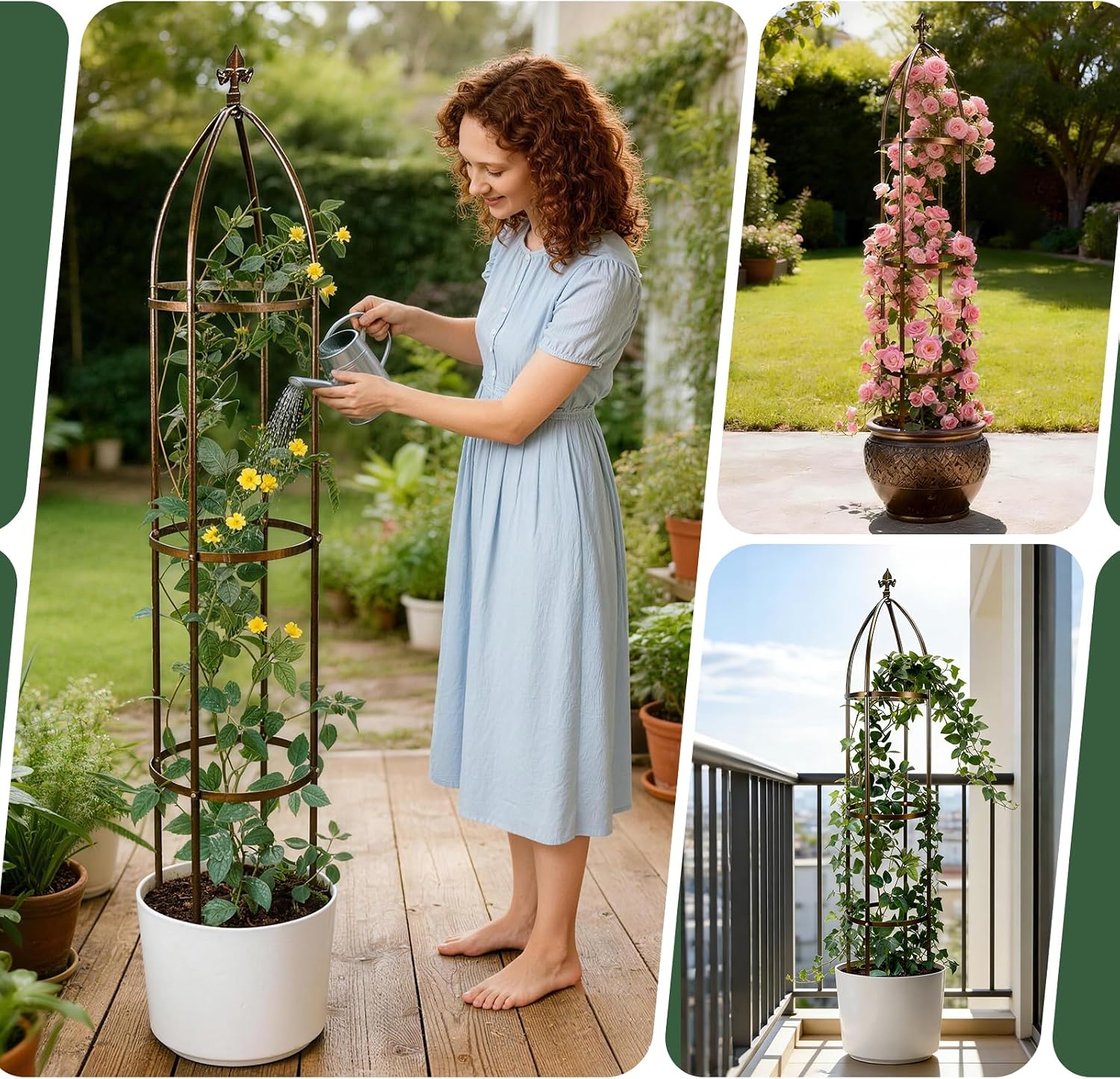 6.3FT, 100% Metal Thickened Garden Obelisk Trellis for Climbing Plants | 16mm Thick Steel Tubes, Sturdy Garden Trellis