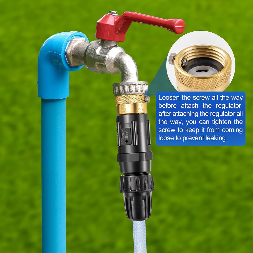 2 PC 25PSI Drip Irrigation Faucet Adapter Kit 1/2" Tubing to 3/4" Faucet | Drip Irrigation Filter with Water Pressure