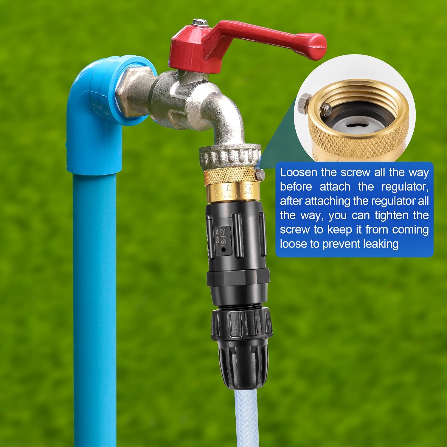 2 PC 25PSI Drip Irrigation Faucet Adapter Kit 1/2" Tubing to 3/4" Faucet | Drip Irrigation Filter with Water Pressure