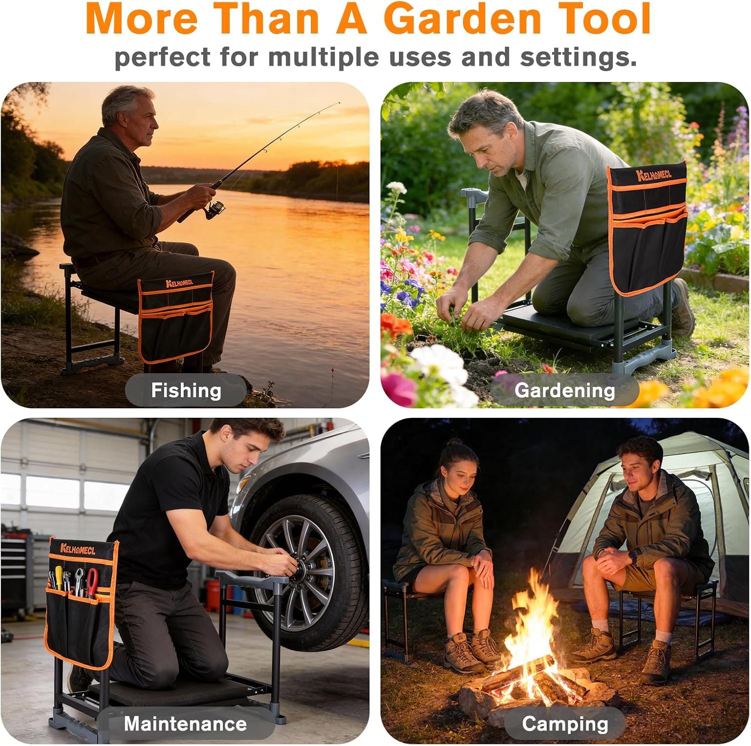 Garden Kneeler and Seat, Extra Wide Thick EVA Pad, Heavy Duty Foldable Garden Bench Holds 350lbs, Ergonomic Kneeling