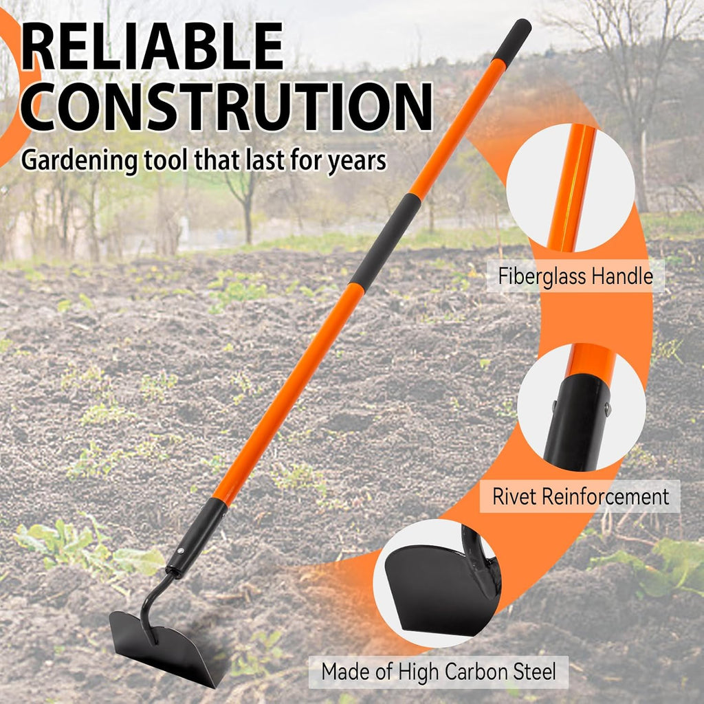 Nohovu Garden Hoe Tool, 58 Inches Hoe Garden Tool with Fiberglass Long Handle, Heavy Duty Garden Hoe for Weeding