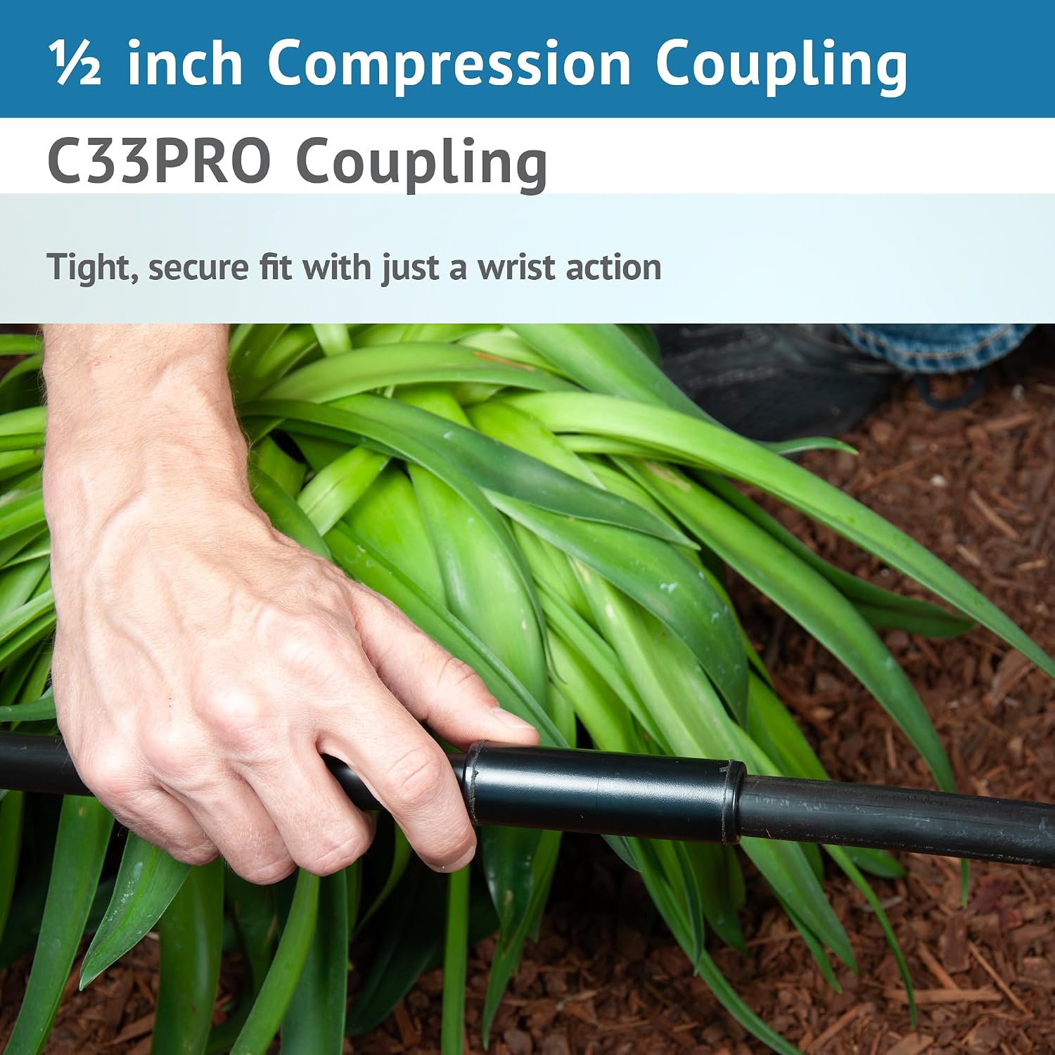 25-Pack | ½" Compression Coupling | Fits .690 OD, .700 OD & .704 OD Poly Drip Irrigation Tubing | Watertight Connection