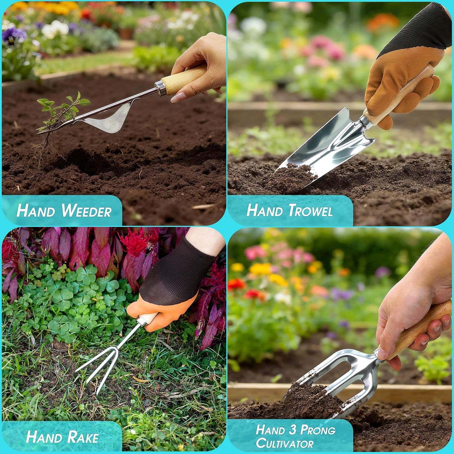 Garden Tool Set, 10 PCS Gardening Tools/Kit for Women,Gardener Gift | 10 PCS Gardening Essentials, Stainless Steel Hand