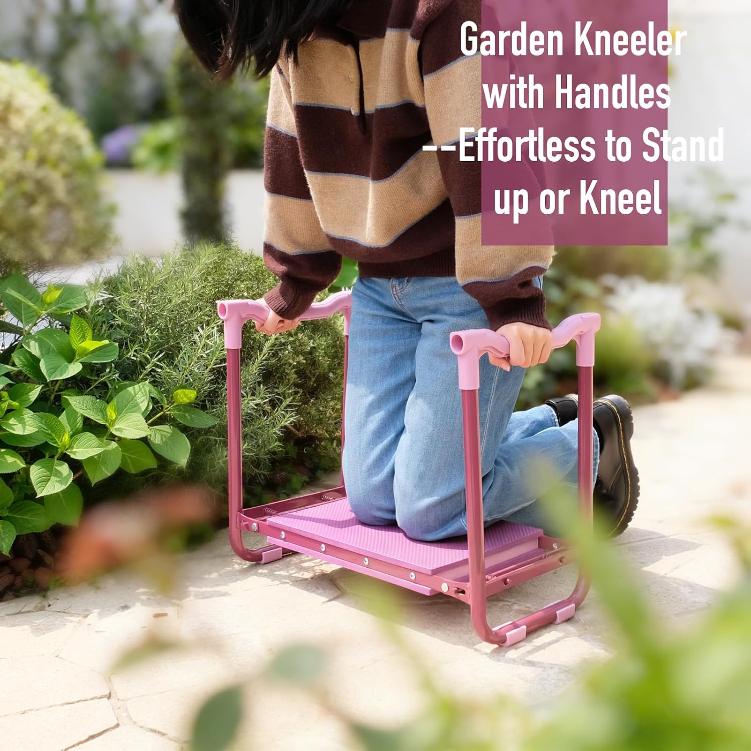 Folding Garden Stool and Kneeler, Heavy Duty Garden Kneeler and Seat, Kneeling Device for Gardening, Gardeners and