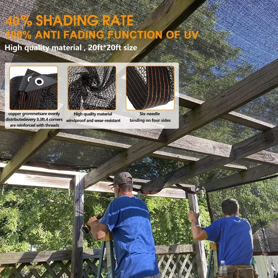 20 x 20 FT Shade Cloth for Plants Greenhouse, 40% Sunblock Shade Sails -for Garden Outdoor Pergola Patio Lawn Plant