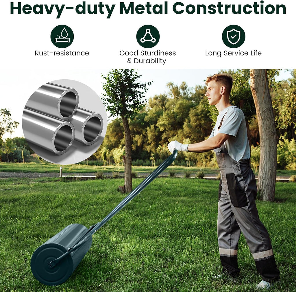 Lawn Roller, ARNOT 12x36-Inch, 63L/ 17 Gallons Heavy-Duty Push/Tow Behind Water/Sand Filled Garden Drum Roller for