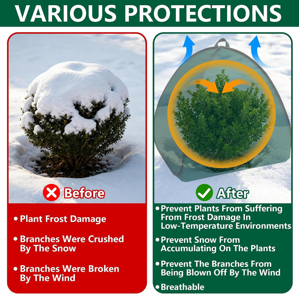 2 Pcs Pop Up Shrub Covers Frost Protection Tent, 22" x 22" x 22" Winter Plant Cover Freeze Protection, Warm Garden