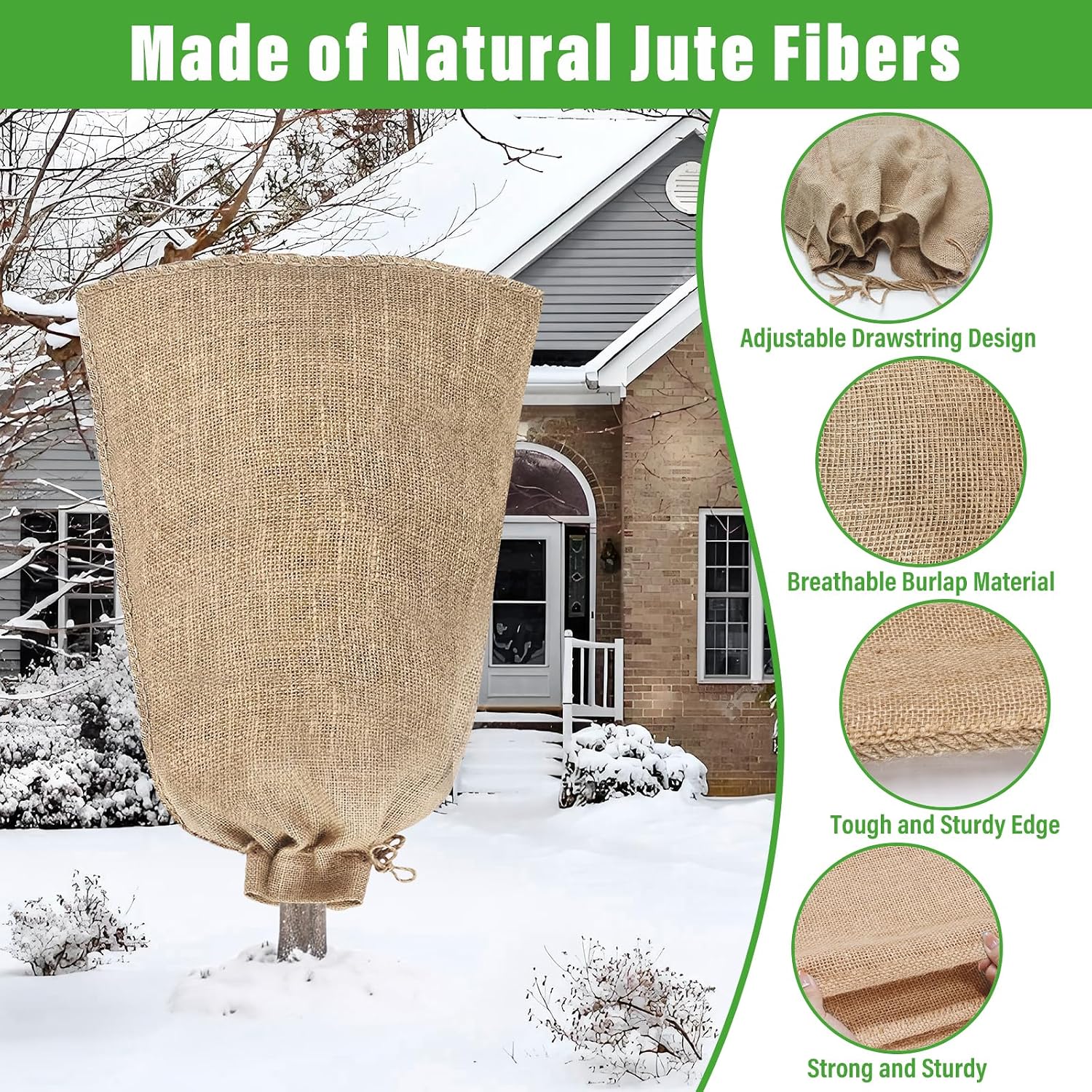 Riare 4 Packs 24 × 40 Inch Large Winter Plant Cover Bags with Drawstring