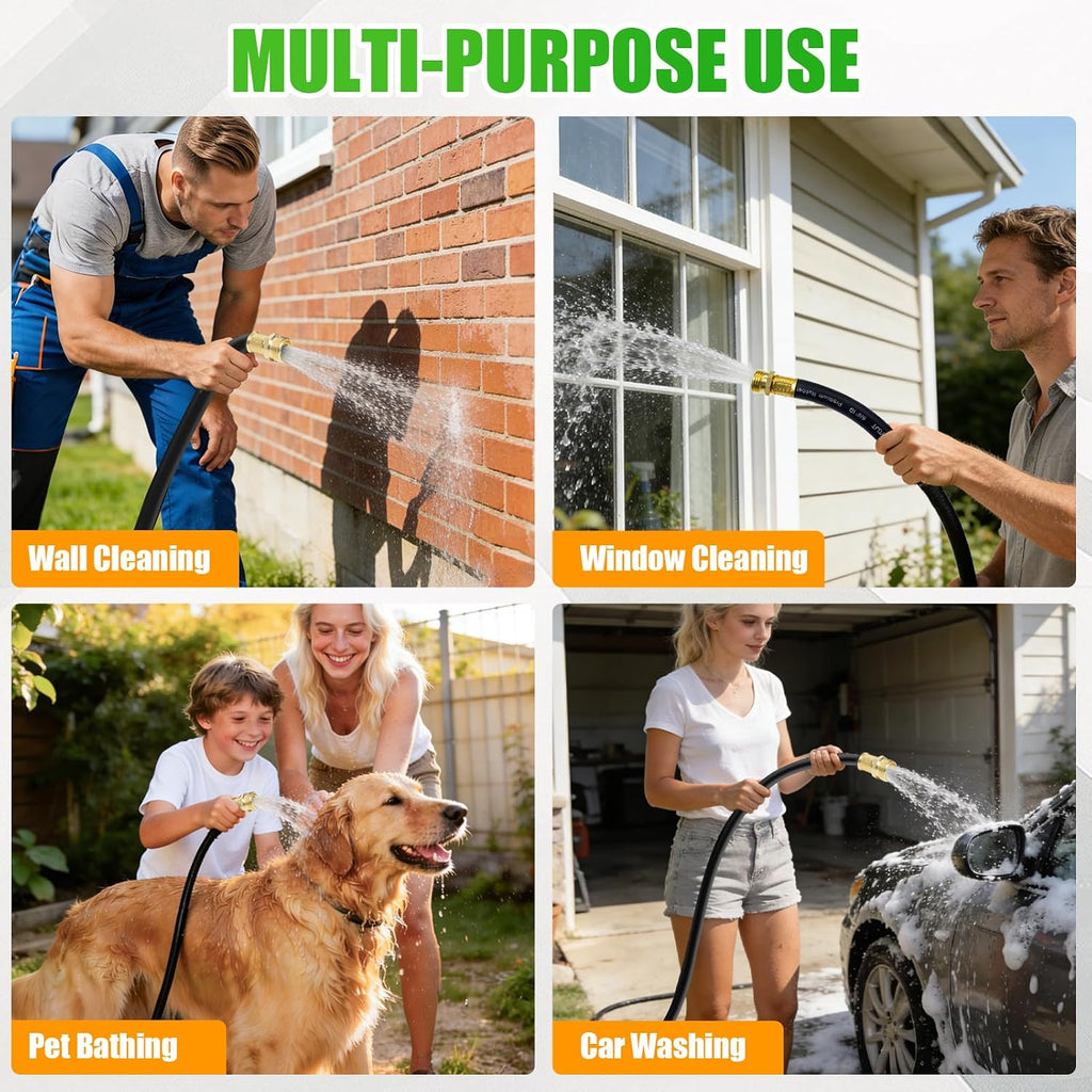 Heavy Duty Garden Hose 75FT x 5/8", 300psi Working, 1100psi Burst | Non kinking rubber water hose for hot/cold water.