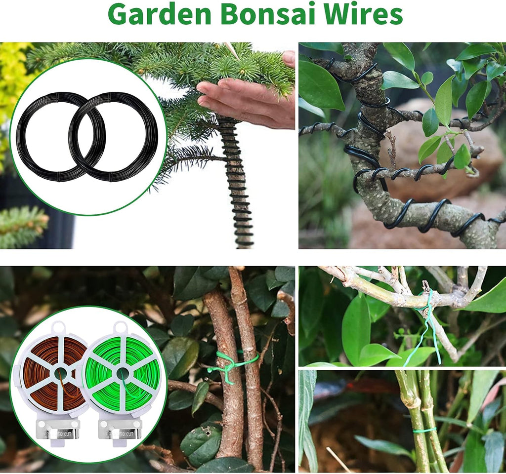 Bonsai Tree Kit, 20 Pcs Gardening Succulent Tools Set, Bonsai Tool Kit Include 262 Feet Bonsai Wire, 29.5"x29.5" Plant
