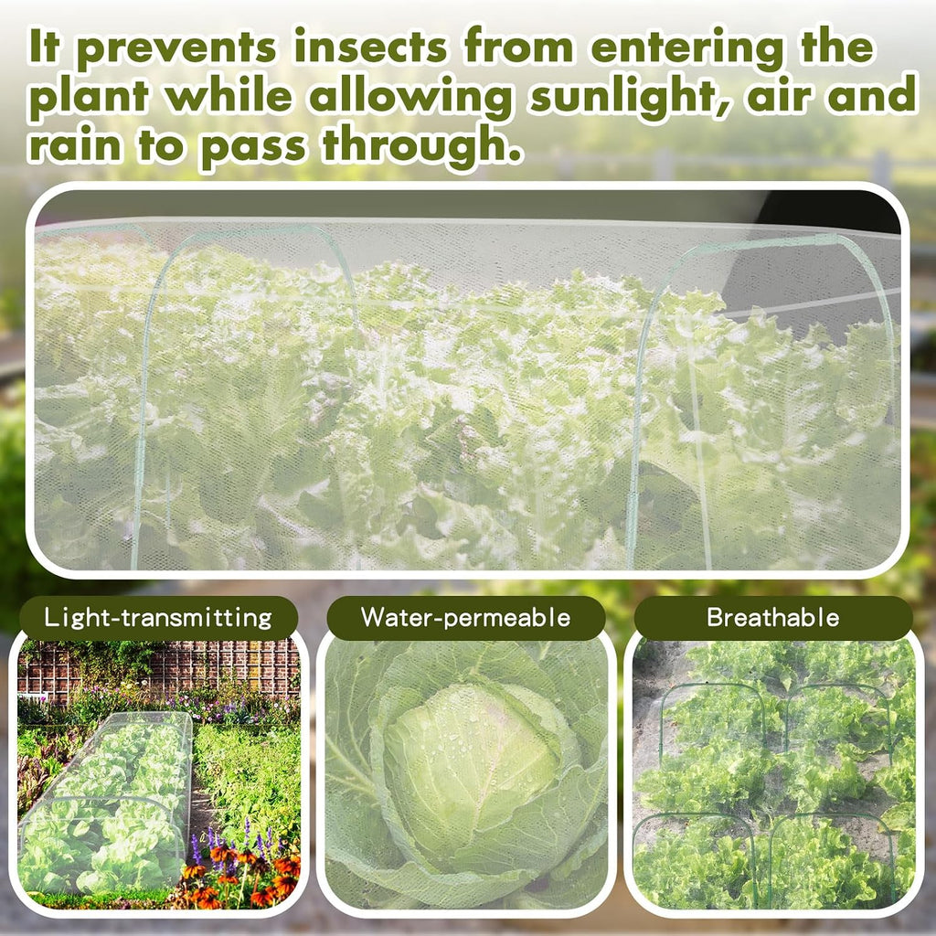 Woanger 2 Pack Garden Netting for Raised Beds Rectangular Pest Barrier with Hoops for Garden Protection Plant Mesh