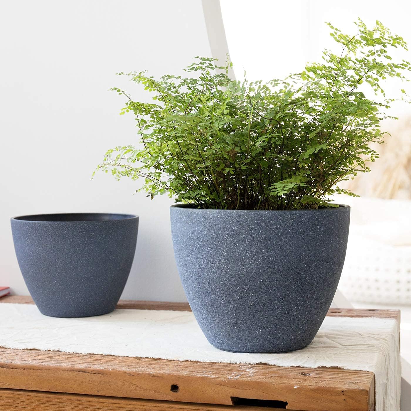 LA JOLIE MUSE Planter Pots, Indoor Outdoor Flower Pot, 8.6+7.5 Inch 2 Pack | Decorative Planter Pot with Drainage Holes