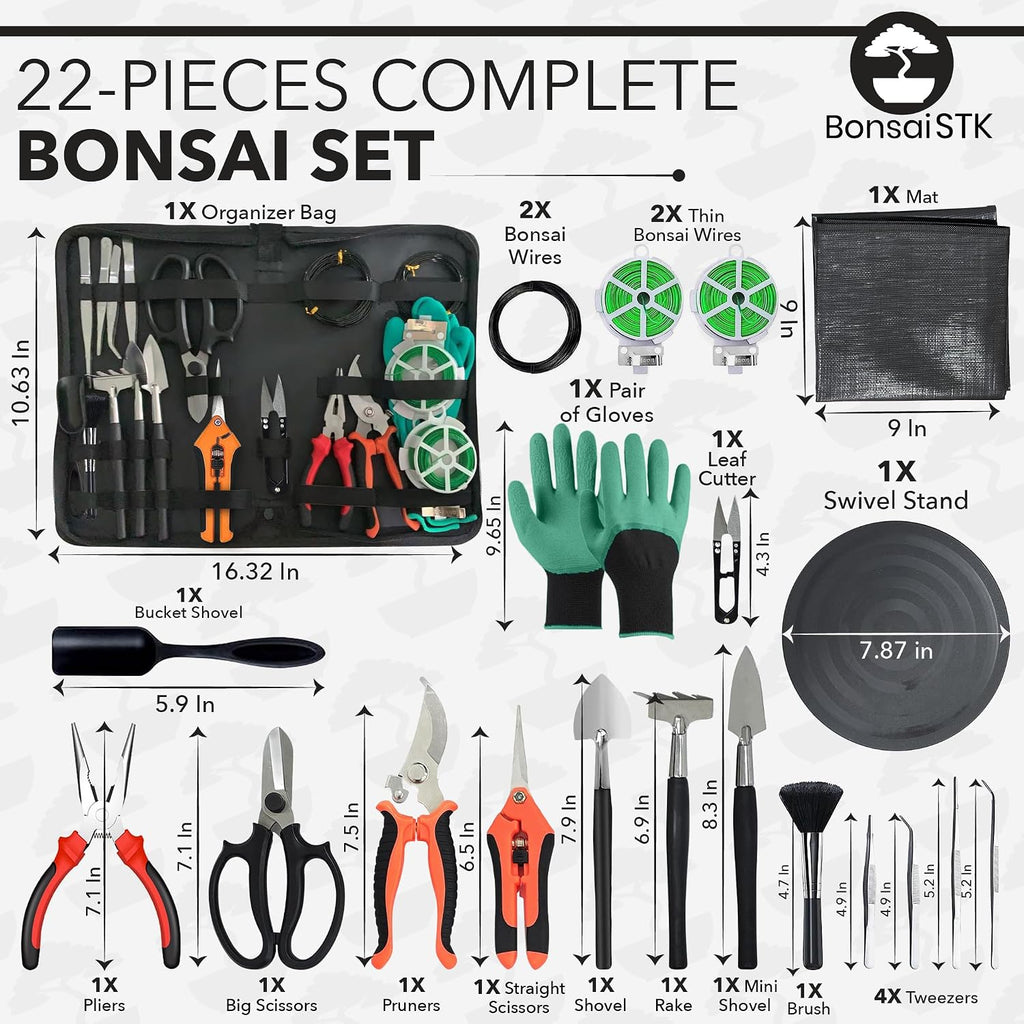 Bonsai Toolkit - Mini Garden Tools, Bonsai Wire Kit, Repotting Mat for Indoor Plants, Bonsai Tools, Succulent Tools