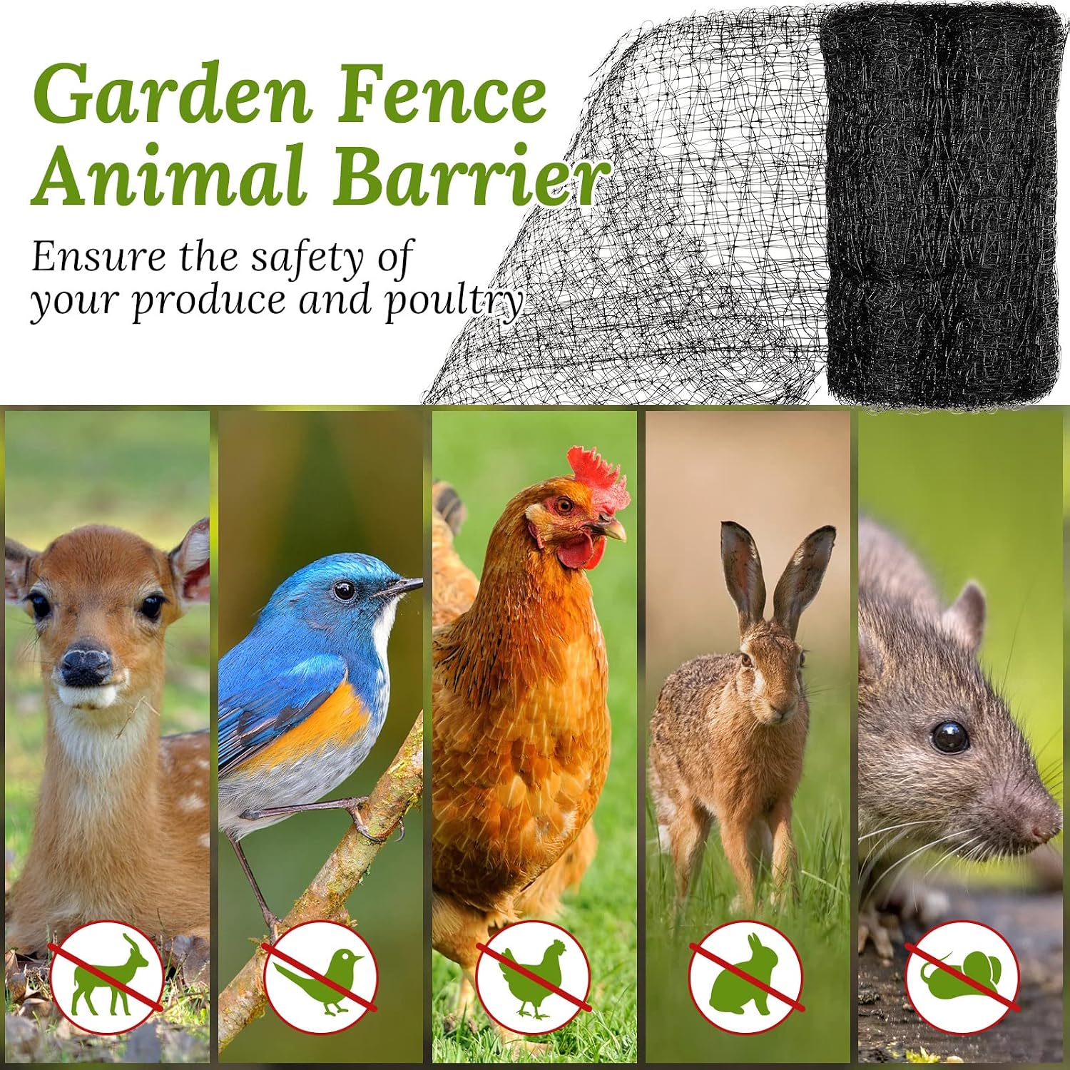 Woanger 3 Pack Deer Fence Netting Bird Netting Garden Net with 150 Pcs Cable Ties for Bird Protect Plants, Vegetables