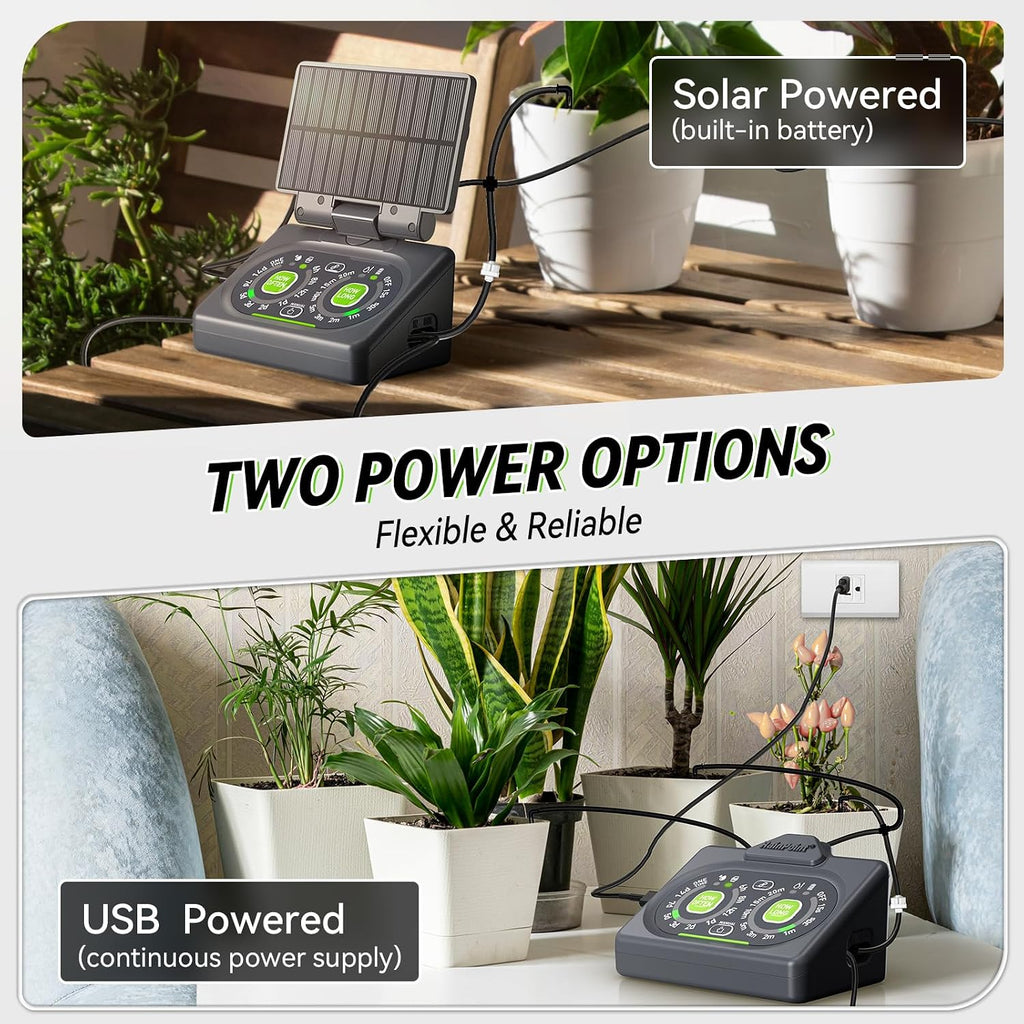 RAINPOINT Programmable Solar Drip Irrigation System for Indoor Houseplant Support Up to 15 Plants, Compact Vacation