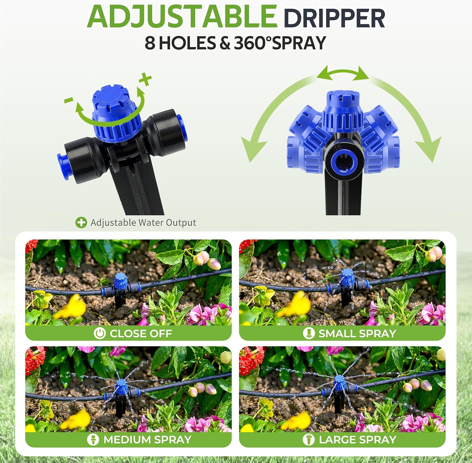 HIRALIY 100FT Drip Irrigation Kit for Raised Beds & Gardens | Garden watering system with a 5-way splitter and