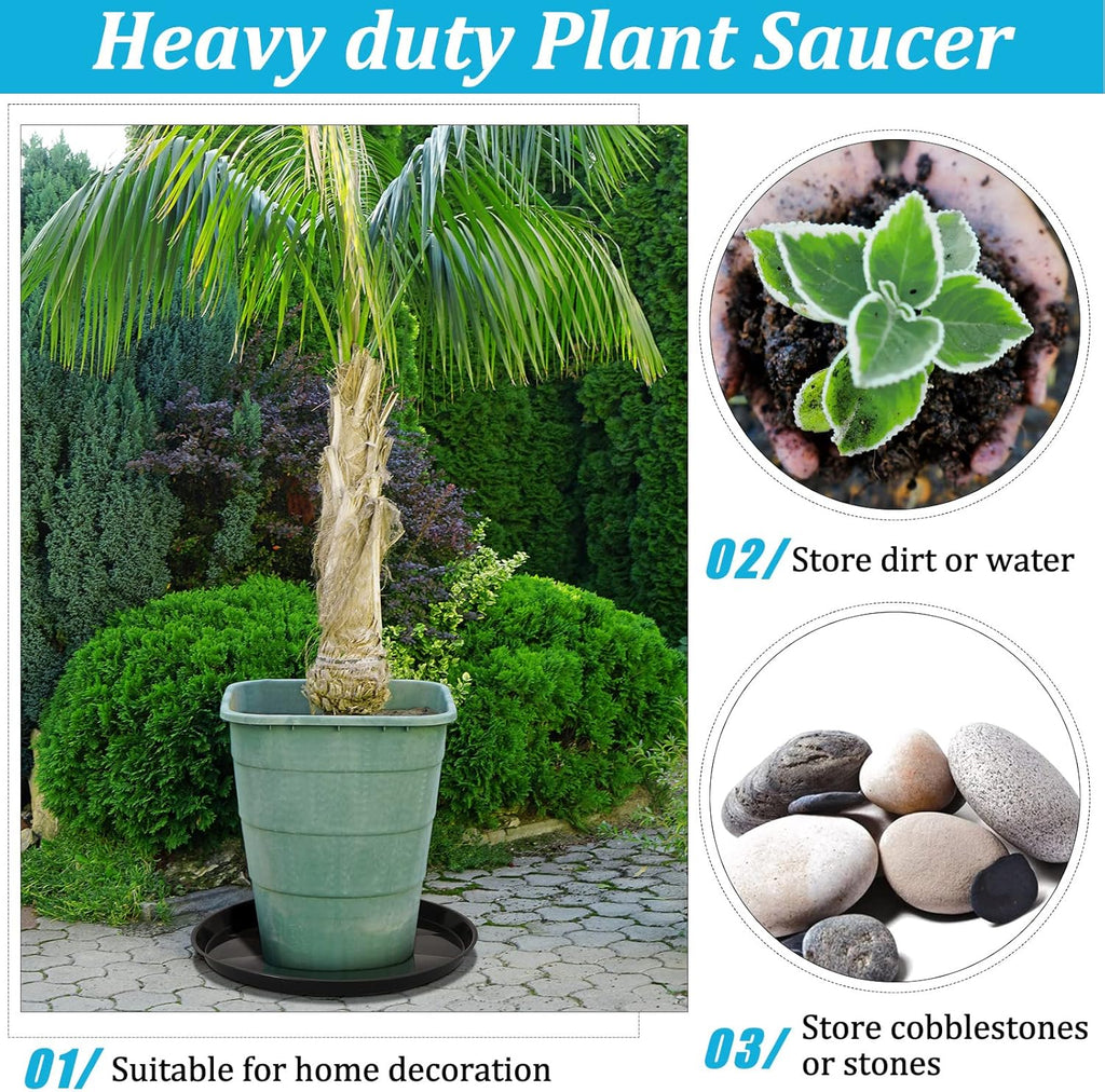 Eccliy 10 Packs 25 Inch Plastic Large Plant Saucers Heavy Duty Planter Trays Jumbo Flower Pot Saucers Plastic Water