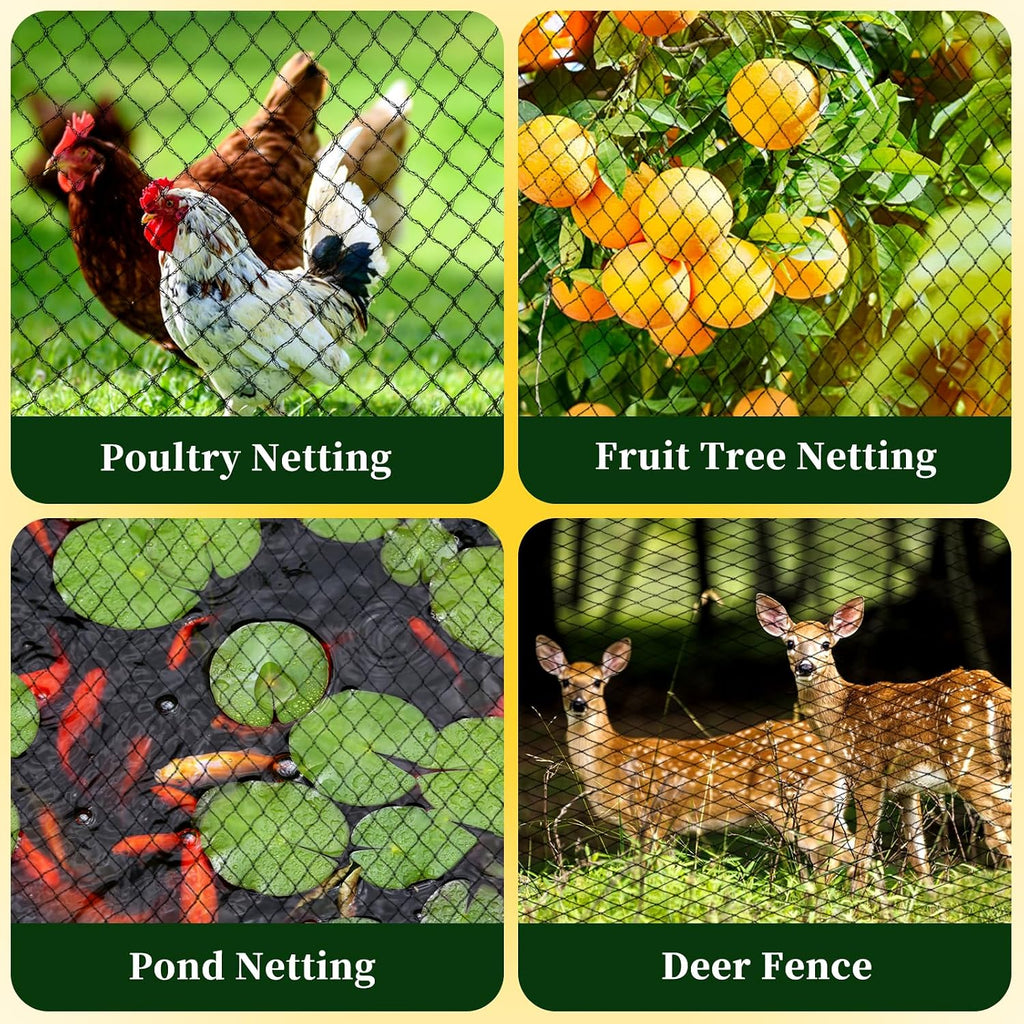 Bird Netting for Garden, 13 x 40 FT Bird Netting for Chicken Coop, Heavy Duty Garden Poultry Net Mesh with Ties and