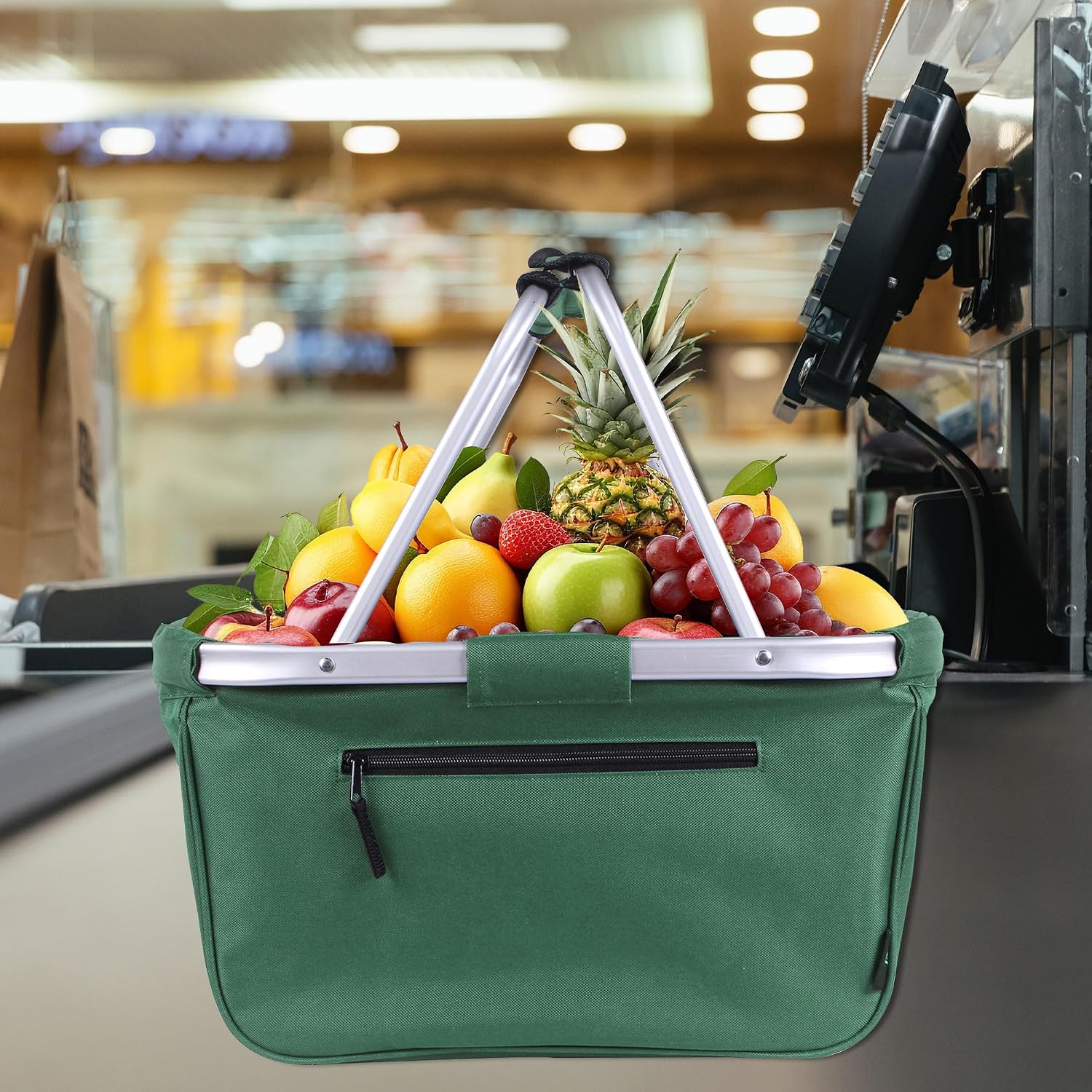 Picnic Basket, SIYUAN 24L Collapsible Market Basket with Two Handles Portable Canvas Grocery Basket Reusable Christmas